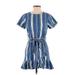 lost & wander Casual Dress - Mini Crew Neck Short sleeves: Blue Print Dresses - Women's Size Small