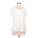 Croft & Barrow Short Sleeve Top White Print Scoop Neck Tops - Women's Size Large