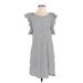 J.Crew Factory Store Casual Dress - Shift Scoop Neck Short sleeves: Gray Print Dresses - Women's Size Small