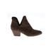 Splendid Ankle Boots: Slip-on Chunky Heel Boho Chic Brown Solid Shoes - Women's Size 7 1/2 - Almond Toe