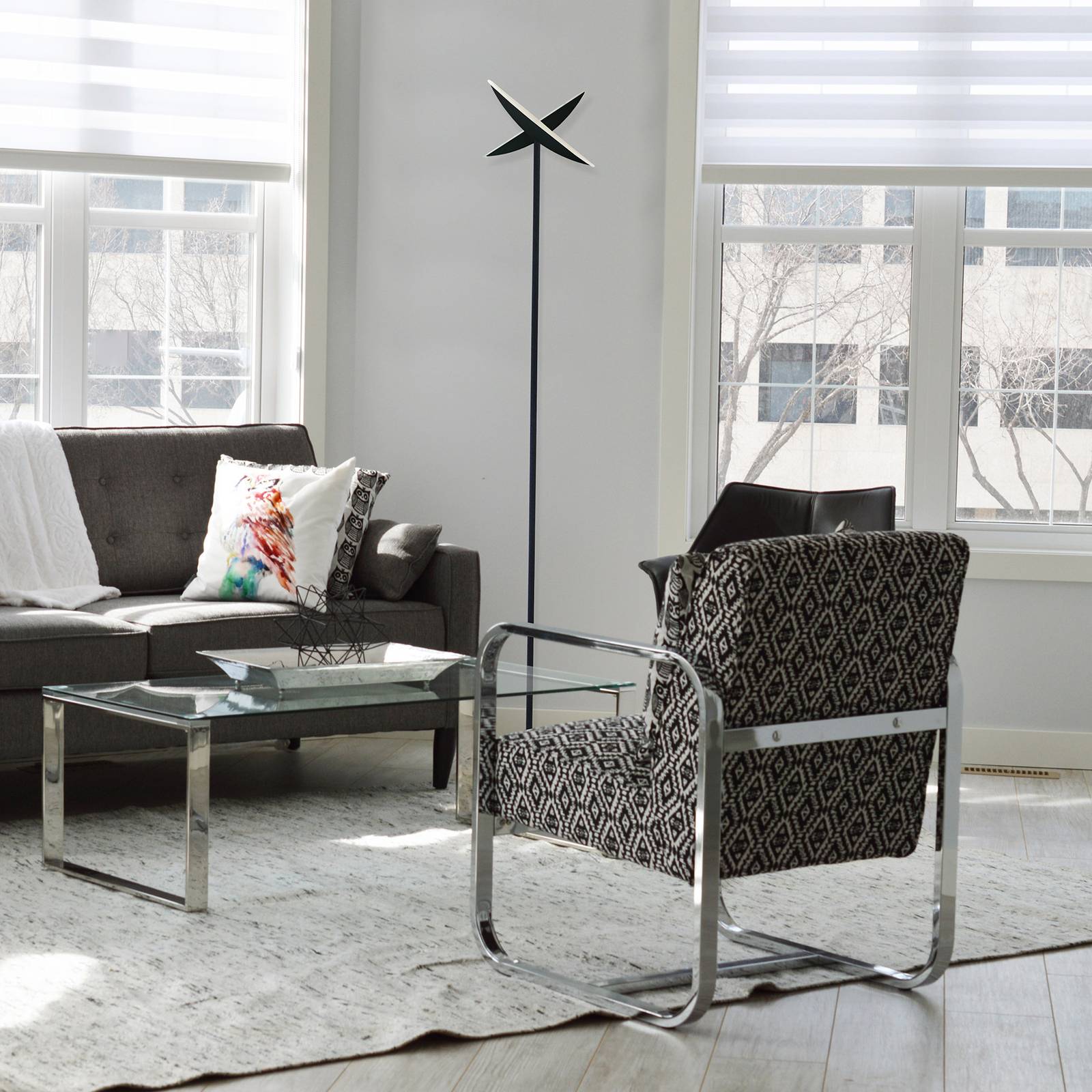 Aluminor LED Deckenfluter Kitel 79, dimmbar, schwarz, für Wohn- / Esszimmer, Metall, Modern, LED Stehlampe