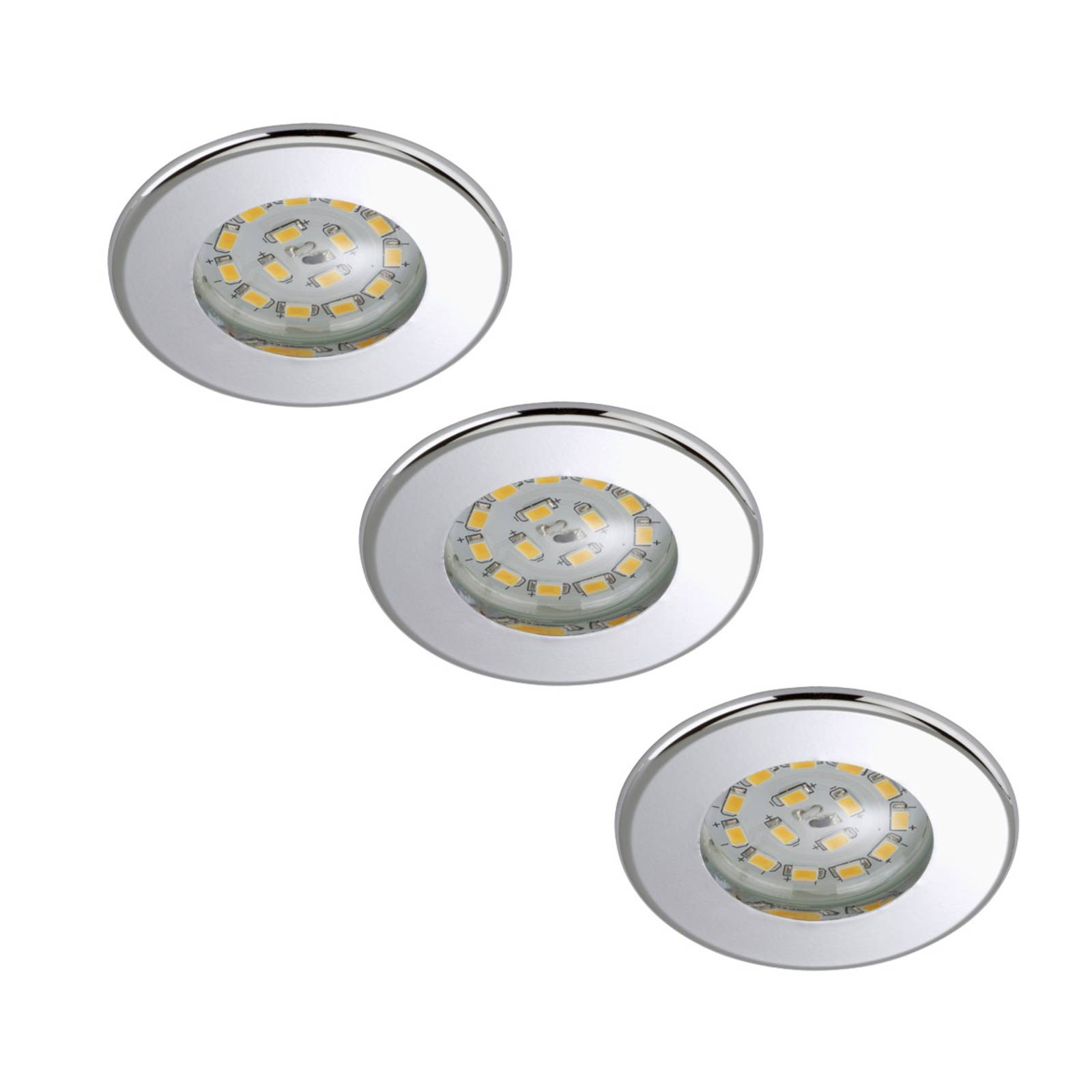 Briloner 3er Set LED-Einbaustrahler Nikas IP44 chrom NIKAS, chrom / silber, für Wohn- / Esszimmer, Kunststoff, Modern