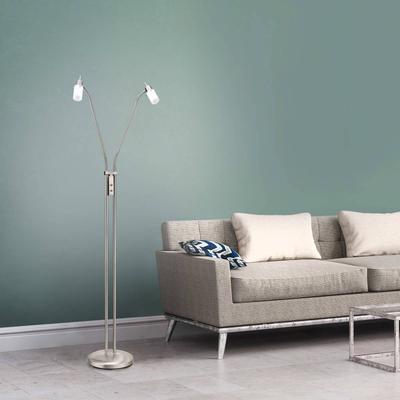 JUST LIGHT. GmbH LED Stehlampe MAX, alu / grau / zink, für Wohn- / Esszimmer, Metall, Modern, LED Stehlampe
