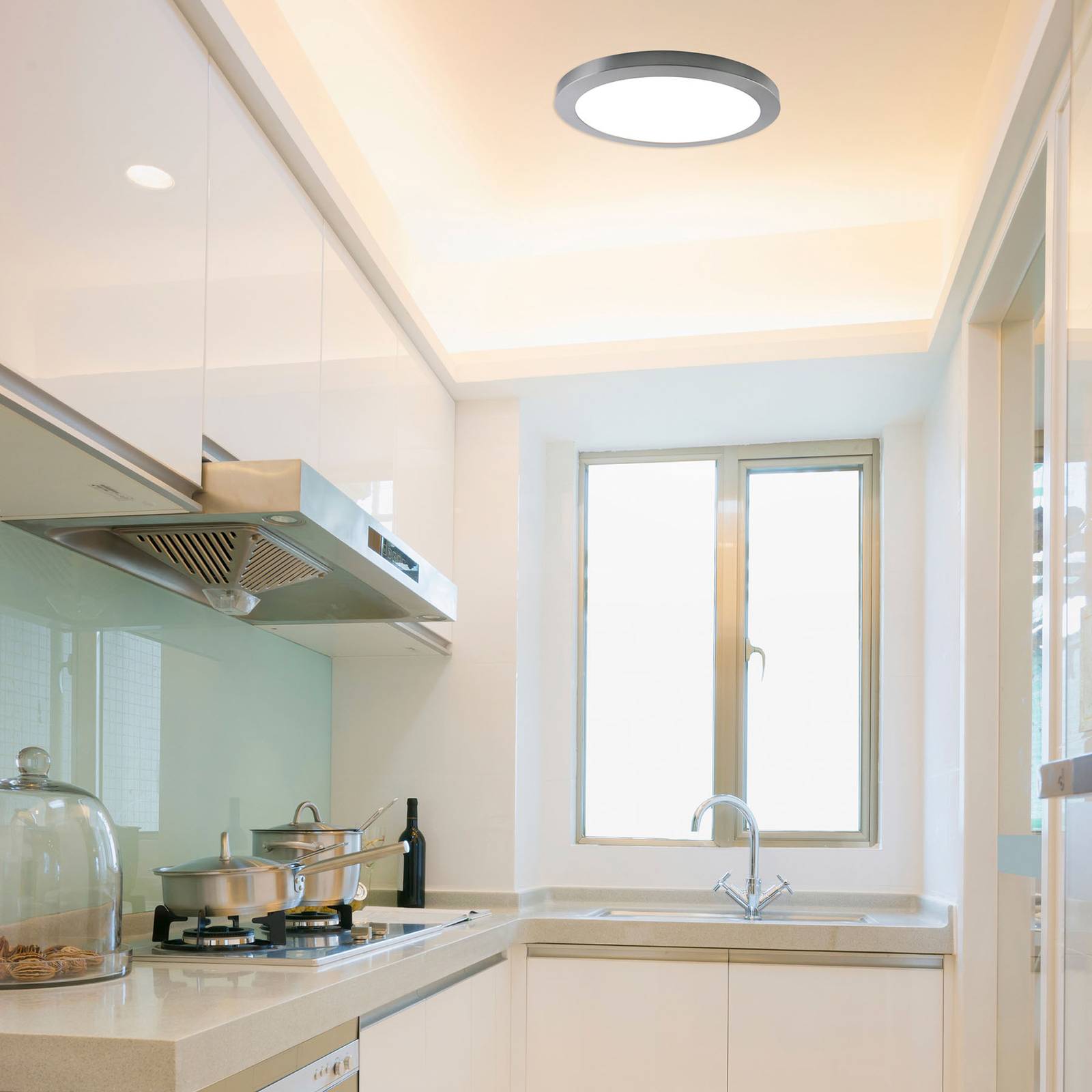 Näve LED Deckenlampe Bonus, alu / grau / zink, für Wohn- / Esszimmer, Aluminium, Modern, LED Deckenleuchte