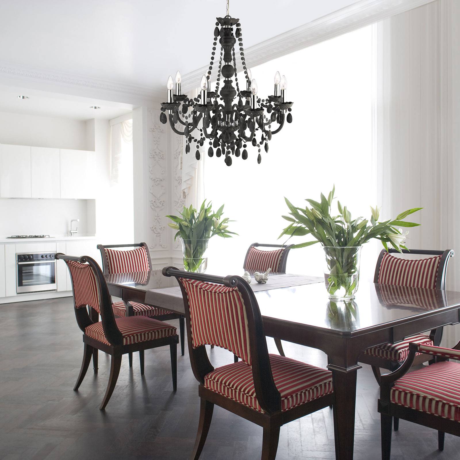 Searchlight Kronleuchter Marie Therese, dimmbar, alu / grau / zink, für Wohn- / Esszimmer, Kunststoff, Kronleuchter