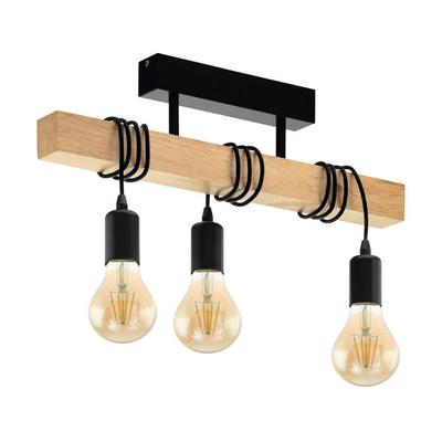 EGLO Deckenlampe Townshend, dimmbar, Holz hell, für Wohn- / Esszimmer, Holz, Vintage, Deckenlampe Image