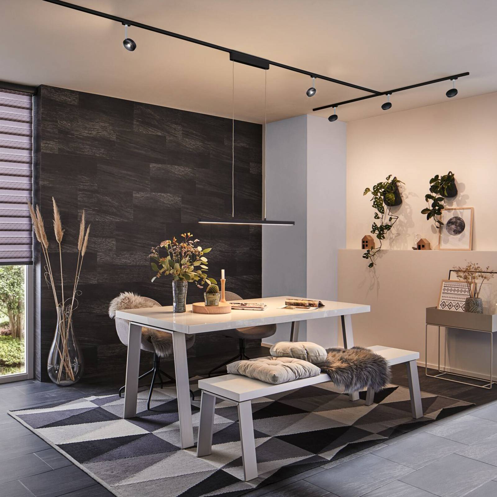 Paulmann URail Lento LED-Pendel ZigBee CCT schwarz Lento, dimmbar, schwarz, für Wohn- / Esszimmer, Metall, Modern