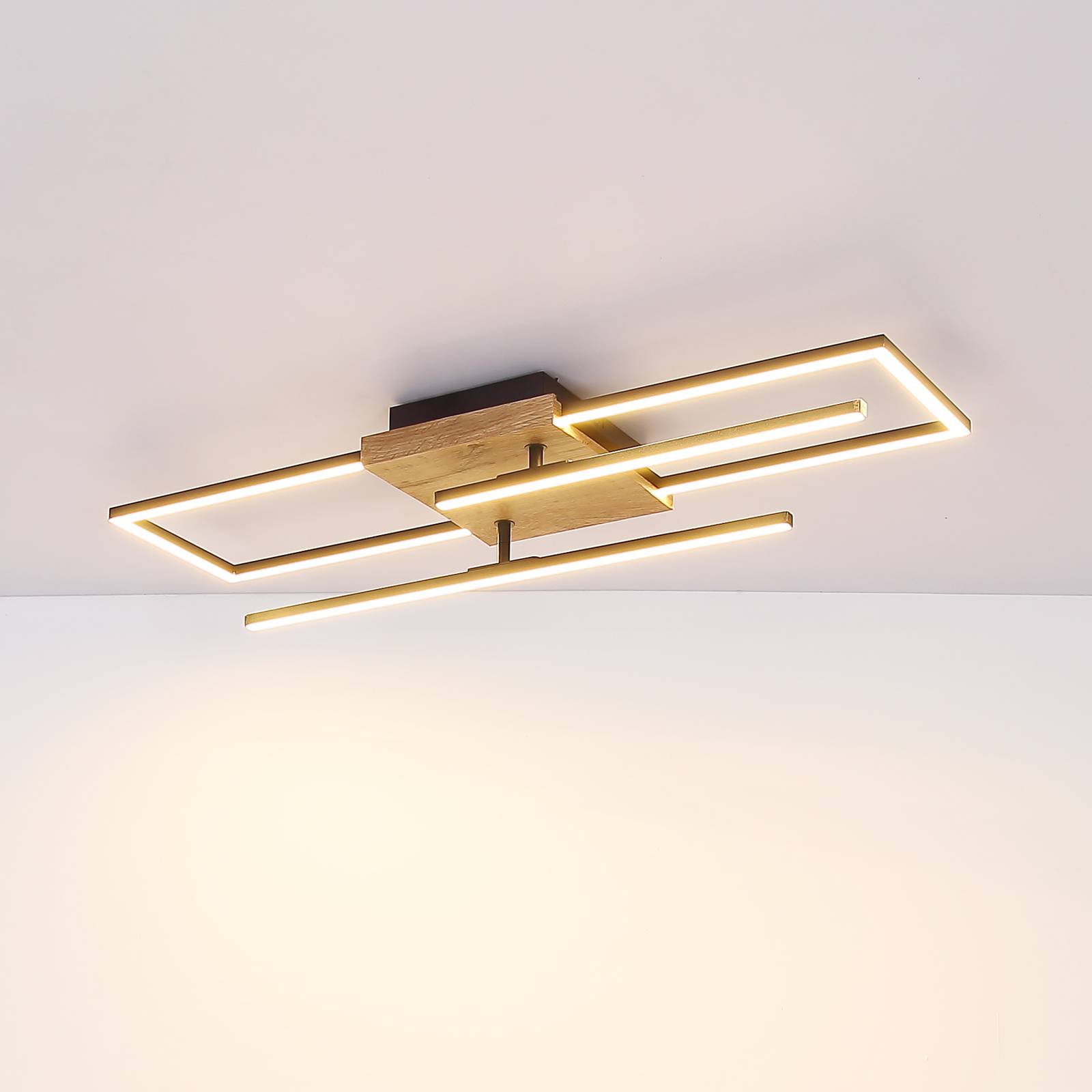 Globo LED Deckenlampe Kendra, Holz hell, für Wohn- / Esszimmer, Metall, Modern, LED Deckenleuchte