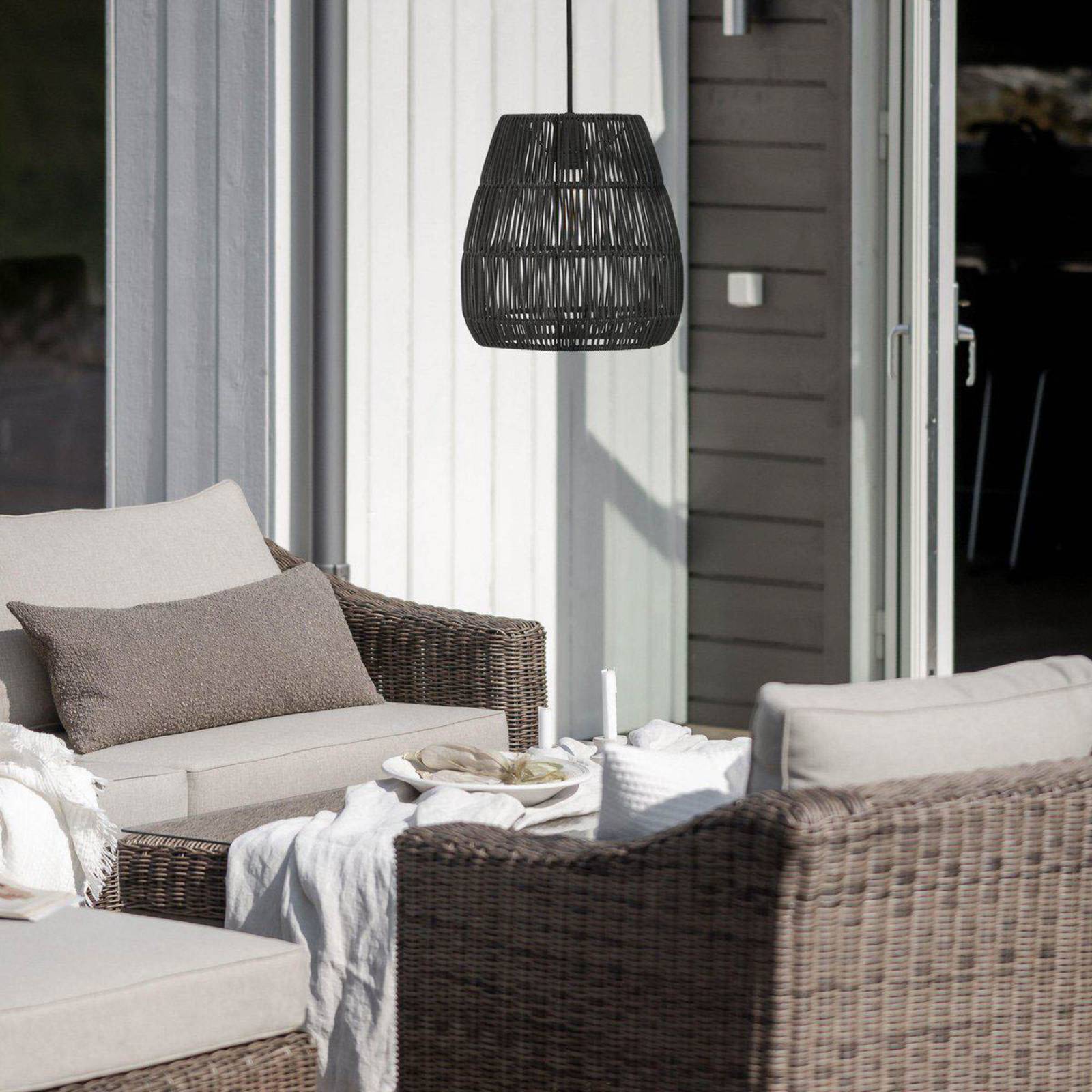 PR Home Saigon Außenhängelampe schwarz Ø38cm Kabel 2,5m Saigon, dimmbar, schwarz, Kunststoff