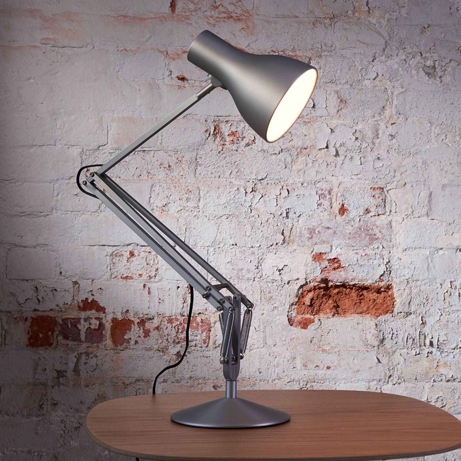 Anglepoise LED Schreibtischlampe Type 75, chrom / silber, für Arbeitszimmer / Büro, Aluminium, Industrielles Design, LED Tischlampe