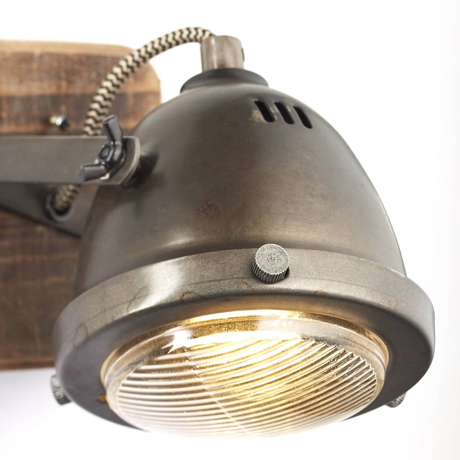 Brilliant Verstellbarer Wandspot Carmen Wood Wood, dimmbar, Holz dunkel, für Wohn- / Esszimmer, Holz, Industrielles Design, Strahler