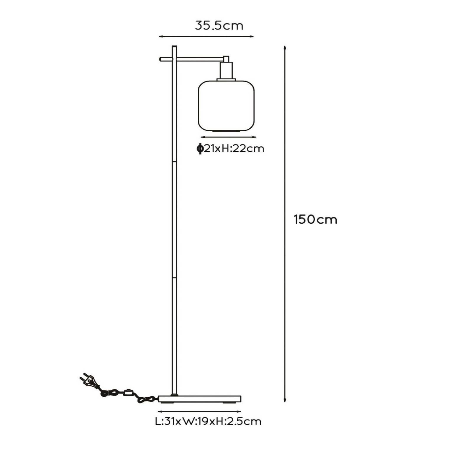 Lucide Stehlampe Joanet, alu / grau / zink, für Wohn- / Esszimmer, Glas, Stehlampe