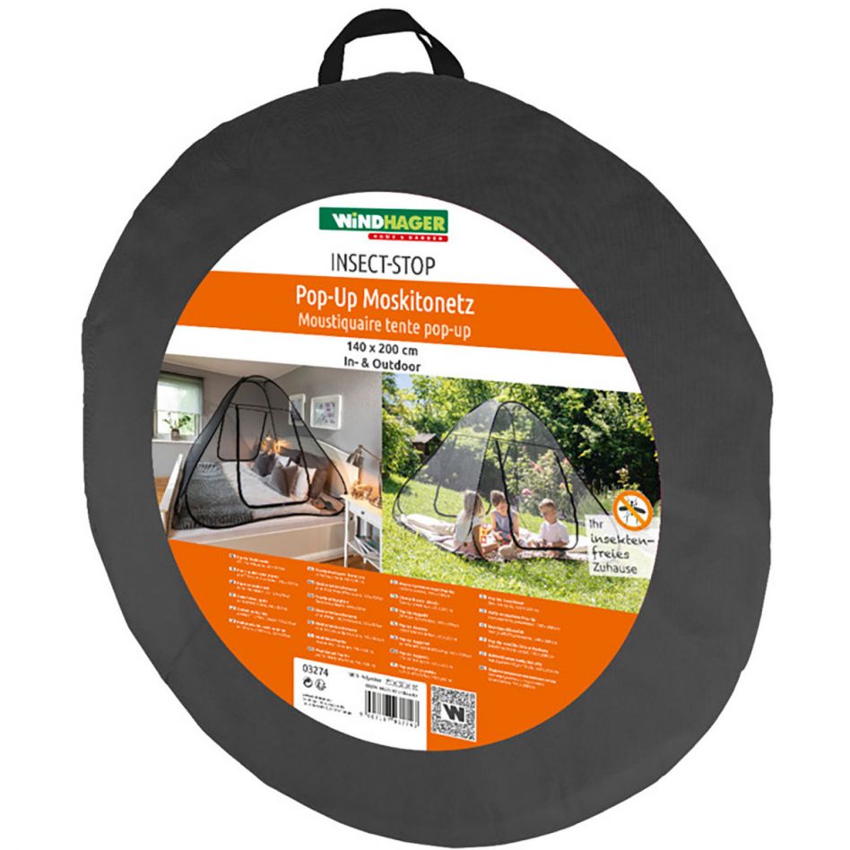 Windhager Insektenschutz Pop-Up Mosquitonetz Anthrazit, 180x200 cm Image