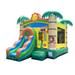 Pogo Bounce House Crossover Bounce House with Slide Tropical Jungle Smiley Face
