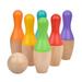 Wooden Bowling Set Bowling Games Bright Color Early Education Development Toys Sports Games Bowling Toy Wooden Toys for Kids Boys and Girls