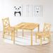 Bilot Solid Hard Wood Kids Table and Chair Set (2 Chairs Included) Natural 3 Piece Set