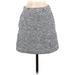 Lou & Grey Casual A-Line Skirt Knee Length: Gray Tweed Bottoms - Women's Size X-Small