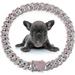 LEIFIDE Dog Chain Collar Diamond Link Dog Collar 12 mm Wide Dog Necklace Metal Cat Chain Pet Crystal Collar Jewelry Accessories for Small Medium Large Dogs Cats (Silver Pink White 14 Inch)