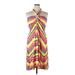 Concepts New York Casual Dress - A-Line Halter Sleeveless: Yellow Chevron/Herringbone Dresses - Women's Size 3X