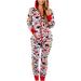 Onesie Jumpsuit for Women Christmas Graphic Hooded Pajamas Adult One Piece Sleepwear Cute Zipper Romper Overalls