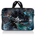 LSS 10.2 inch Laptop Sleeve Bag Carrying Case Pouch with Handle for 8 8.9 9 10 10.2 Apple Macbook GW Acer Asus Dell Hp Sony Toshiba Clock Butterfly Time