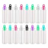 NUOLUX 50pcs 2ml Clear Small Mini Glass Jars Wish Bottles Sealed Drift Bottle with Plastic Stoppers (11x35mm)