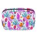 OWNTA Colorful Floral Print Pattern Cosmetic Storage Bag with Zipper - Lightweight Large Capacity Makeup Bag for Women - Includes Small Personalized Transparent Bag