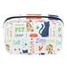 OWNTA Cute Dog Cat Kitten Colorful Doodle Pattern Cosmetic Storage Bag with Zipper - Lightweight Large Capacity Makeup Bag for Women - Includes Small Personalized Transparent Bag