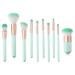 10 Pcs Cosmetic Brush Set Powder Foundation Concealer Blush Eyebrow Eye Shadow Brush kit (T-10-121 Mint Green)