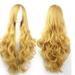 Women Girls 80CM Long Wavy Synthetic Fiber Wig with Bangs for Cosplay (Golden)