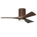 Irene-3HLK three-blade flush mount paddle fan in Walnut finish with 42â€� solid walnut tone blades and integrated LED light kit.