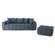 Canapé droit convertible en tissu 4 places bleu gris