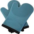 Professional Silicone Oven Mitts/Heat Resistant Gloves Non-Slip Professional Cooking Gloves Kitchen Potholders And Oven Mitts Grill Gloves Heat Resistant Blue