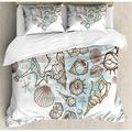 Beach Duvet Cover Twin Size 3 Pieces Soft Lightweight Microfiber Duvet Cover Set Beach Ocean Bedding Comforter Cover Set with Zipper Ties 1 Duvet Cover and 2 Pillowcases No Comforter