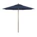 9 Wood Grain Steel Patio Umbrella with Steel Ribs Push Lift in Navy Blue Polyester