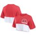 Women's Fanatics Branded Scarlet/White San Francisco 49ers Boxy Color Split Cropped T-Shirt