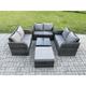 Fimous Outdoor Garden Furniture Sets 7 Seater Wicker Rattan Furniture Sofa Sets with Square Coffee Table Love seat Sofa Big Footstool