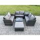 Fimous Outdoor Garden Furniture Sets 7 Seater Wicker Rattan Furniture Sofa Sets with Square Coffee Table Love seat Sofa Big Footstool Side Table