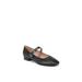 Wide Width Women's Cameo Mj Flat by LifeStride in Black Faux Leather (Size 11 W)