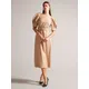 Ted Baker Palowma Leather Look Puff Sleeve Midi Dress, Camel