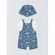 John Lewis Baby Sea Print Bodysuit, Short Dungarees & Hat Set, Blue