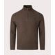 Polo Ralph Lauren Mens Quarter Zip Contrast Logo Knit Jumper - Colour: 504 Spa Brown Heather - Size: XL