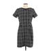 Karl Lagerfeld Paris Casual Dress - Shift Crew Neck Short sleeves: Gray Plaid Dresses - Women's Size 12