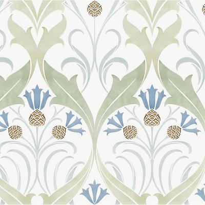 Graceful Ribbons Wallpaper - Green - Ballard Designs