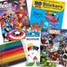 Superheroes Coloring and Activity Book Set Include 2 Books Colored Pencils & Car Stickers for Learning Coloring Drawing