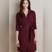 Anthropologie Dresses | Anthropologie Cloth & Stone Flannel Maroon Carmen Button Down Shirt Dress Xs | Color: Purple/Red | Size: Xs