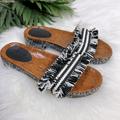 Coach Shoes | Coach Brayden Raffia Slide Sandal | Color: Black/White | Size: 6.5