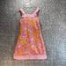 Lilly Pulitzer Dresses | Lilly Pulitzer Girlsdress Size 5 Pink Orange Floral Butterfly Lined Cotton Read | Color: Pink | Size: 5tg