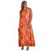 Plus Size Women's Stretch Cotton Tank Maxi Dress by Jessica London in Orange Circle Dye (Size 22/24)