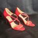 Nine West Shoes | Nine West Open Toe Strappy Red Heels Size 9 1/2 | Color: Red | Size: 9.5